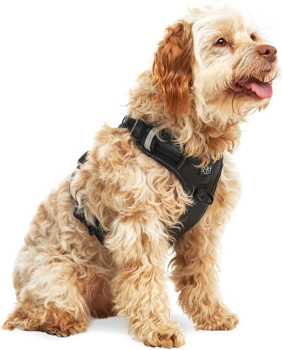 Hondentuigje - Anti-Trek Tuig - Hondenharnas - Y Tuig Hond - Reflecterend - Zwart - Maat M