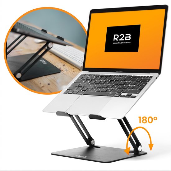 R2B Laptop standaard verstelbaar en opvouwbaar - Laptoptafel - 10 t/m 17 inch - Zwart