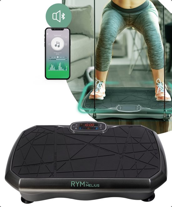 RYM®️ Fitness Trilplaat - Powerplate - Bluetoothspeaker - 180 Niveaus - Met Resistance Bands en Elastieken - Afstandsbediening